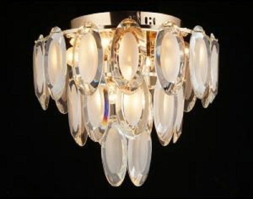 Люстра потолочная трехрожковая Хрусталь Мелодия Света Чешуя Е27 Золото фото Люстра потолочная трехрожковая Хрусталь Мелодия Света Чешуя Е27 Золото картинка